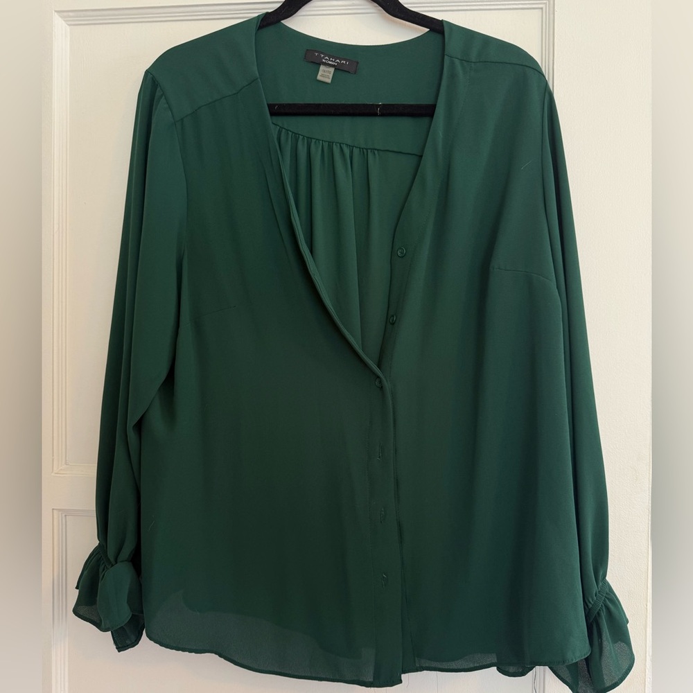 T Tahari Deep Green Blouse